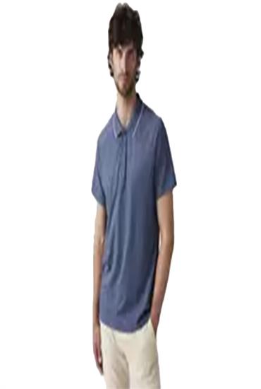 POLO - PERFORMANCE TIPPING STRIPE OCEANA HEATHER